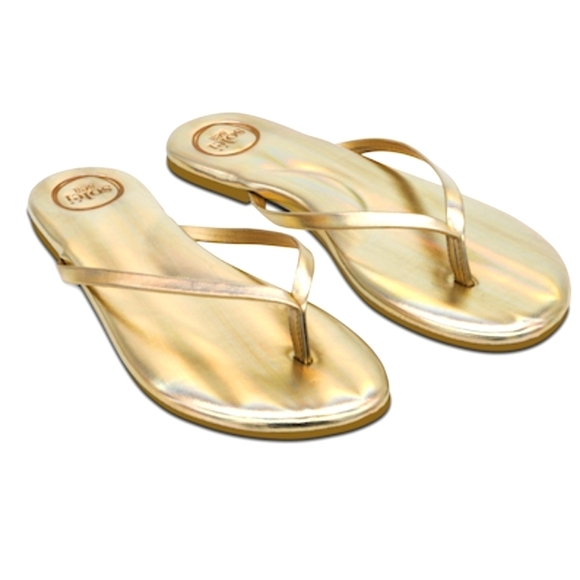 $57 NWT REVOLVE SOLÉI SEA Indie Sandal Metallic Gold Sizes 6 7 8 - Picture 2 of 3